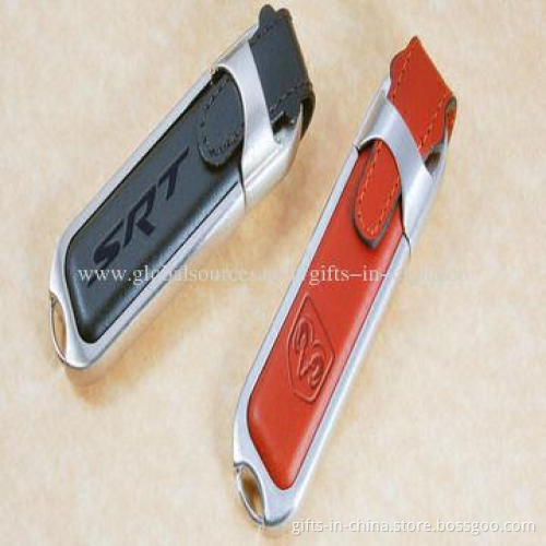 1-64GB Promotional Leather USB Flash Drives